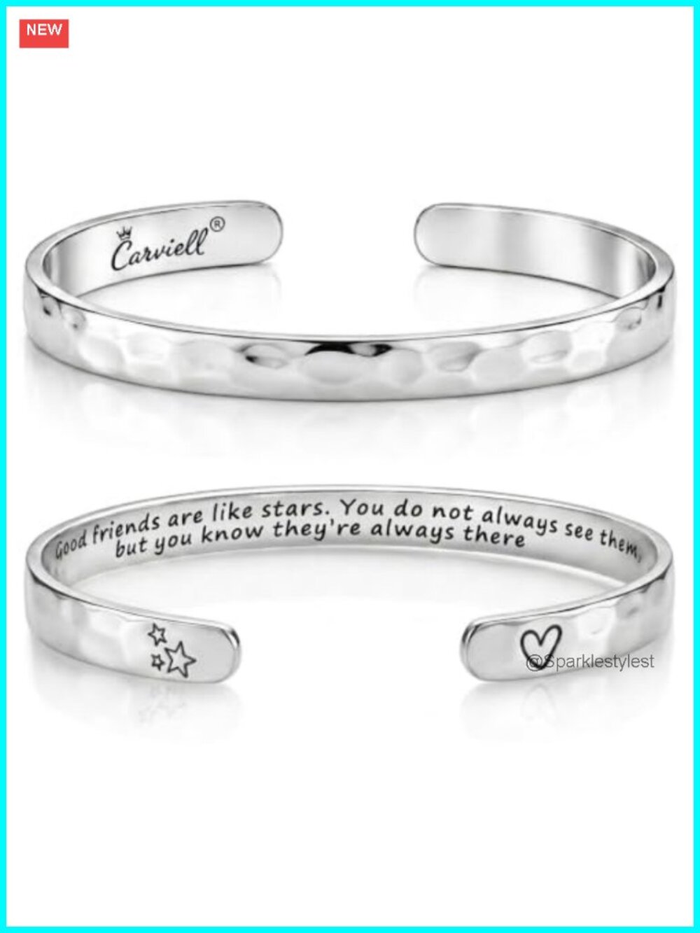 Stainless Steel Cuff Bracelet Engraved Inspirational Friendship Gift Adjustable